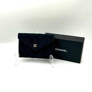 CHANEL Black Quilted Envelope Wallet #1043